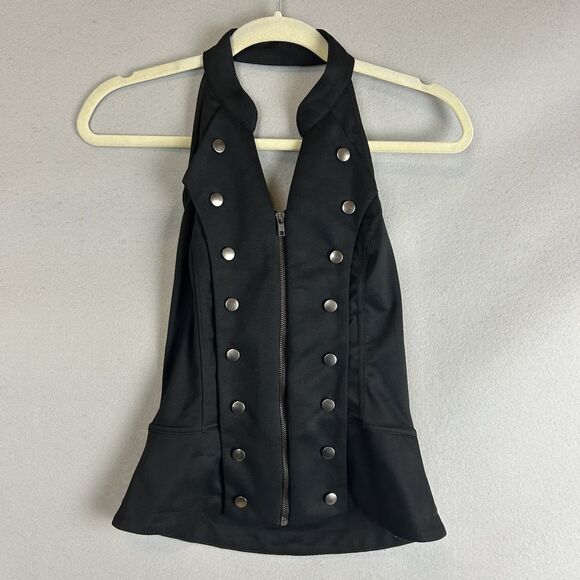 Balera Dance Set Adult Small Silver Geometric Leggings Black Zip Vest Metallic - Picture 2 of 14